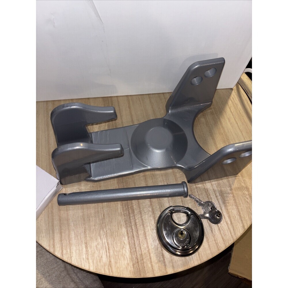 Grey/Silver Gooseneck Trailer Lock w/key RVs, Livestock Haulers Trailers